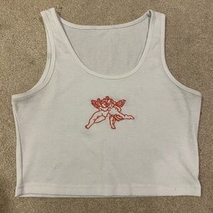CUTE CUPID EMBROIDERED CROP TOP